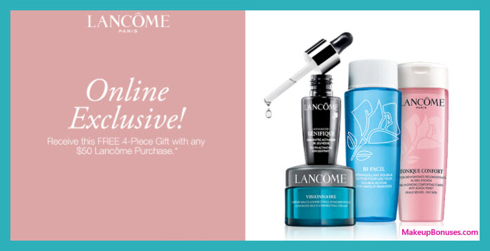 Receive a free 4-pc gift with your $50 Lancôme purchase
