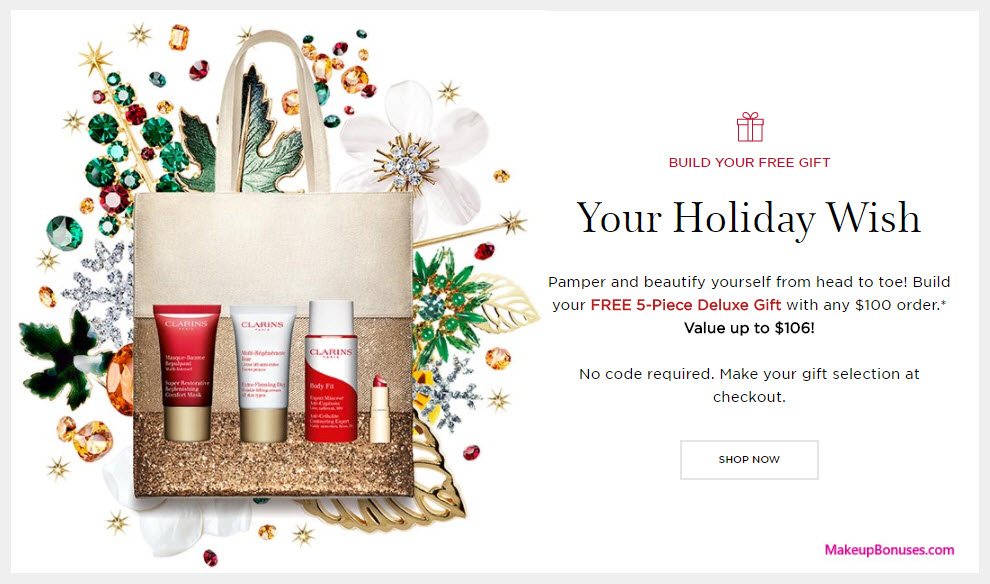 Receive your choice of 5-pc gift with your $100 Clarins purchase
