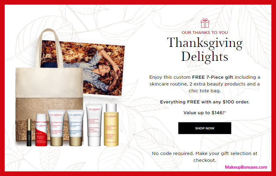 Receive a free 7-pc gift with your $100 Clarins purchase