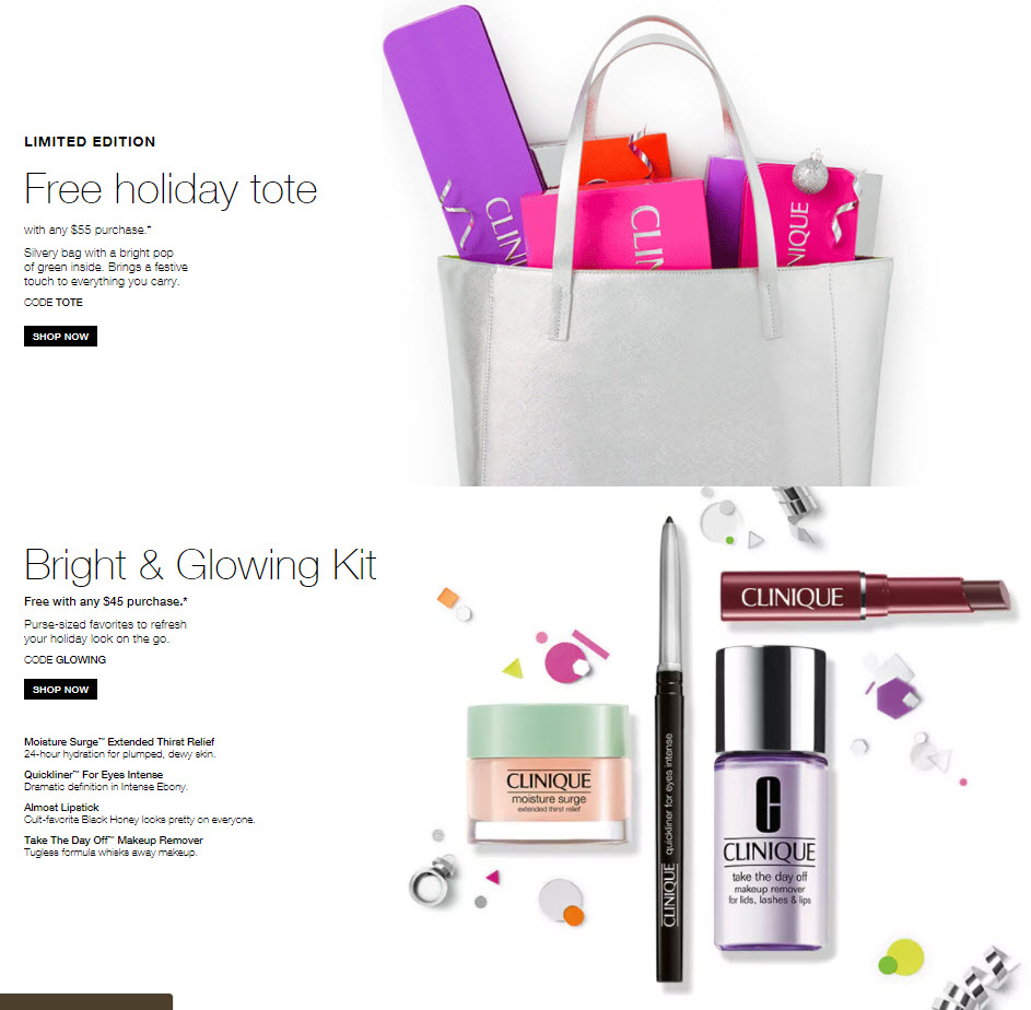 Receive a free 4-pc gift with your $45 Clinique purchase
