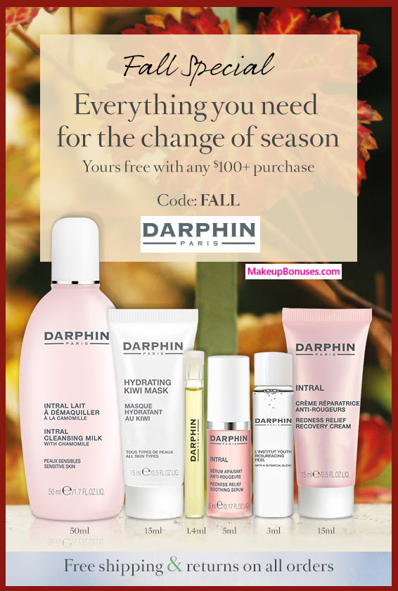 Receive a free 6-pc gift with your $100 Darphin purchase