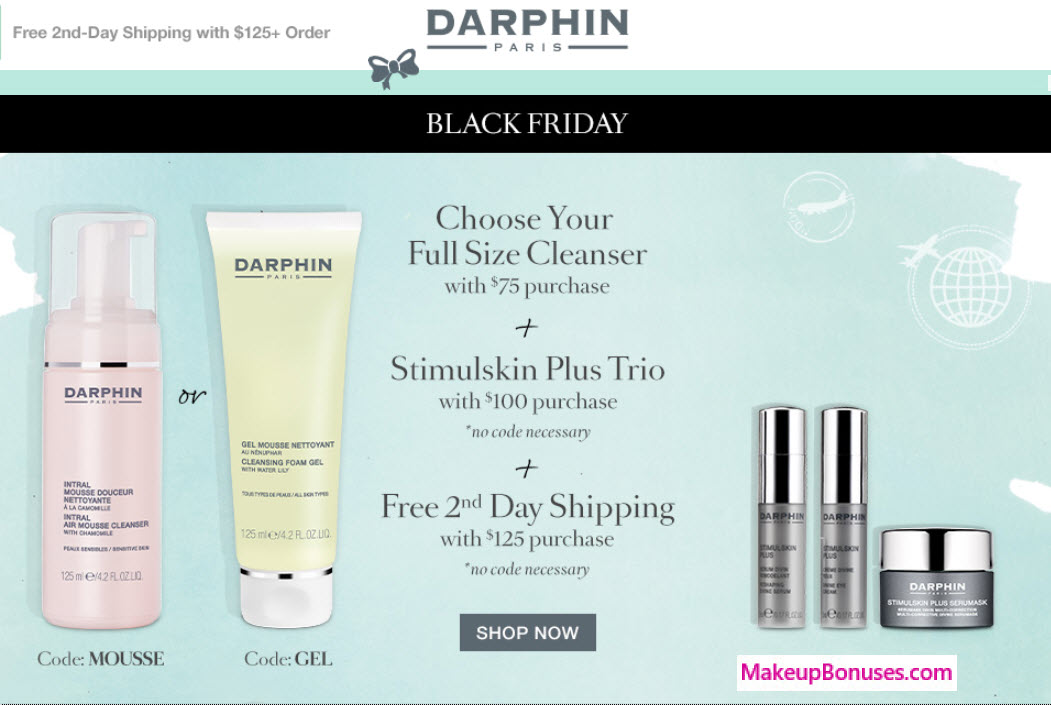 Receive a free 4-pc gift with your $100 Darphin purchase