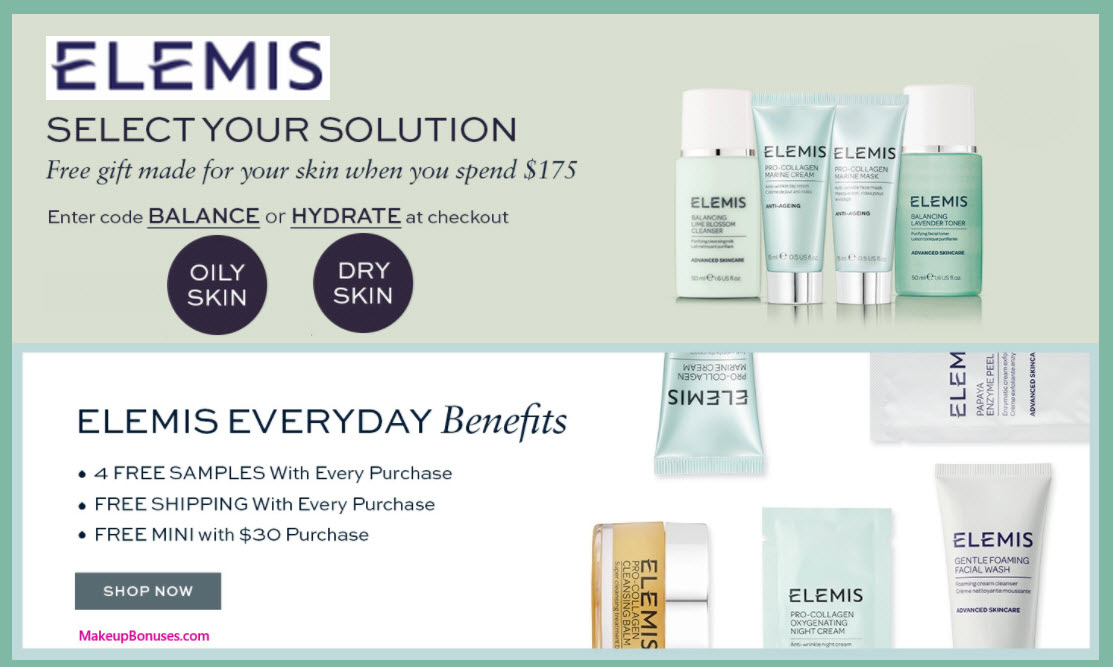Receive your choice of 4-pc gift with your $175 Elemis purchase