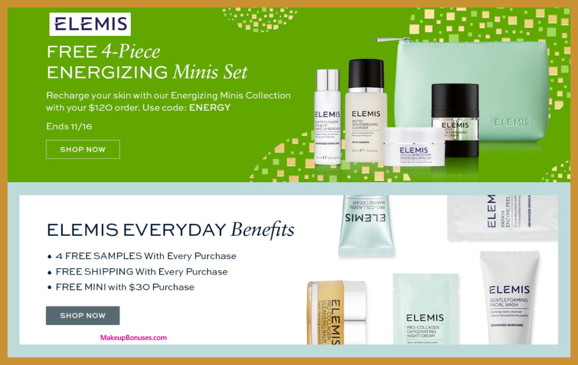 Receive a free 5-pc gift with your $120 Elemis purchase