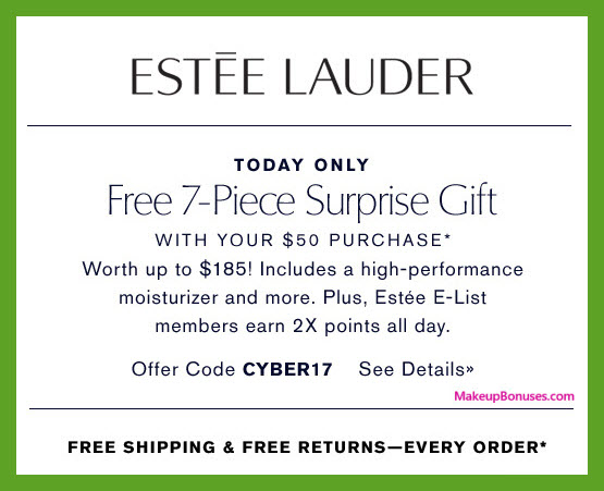 Receive a free 7-pc gift with your $50 Estée Lauder purchase