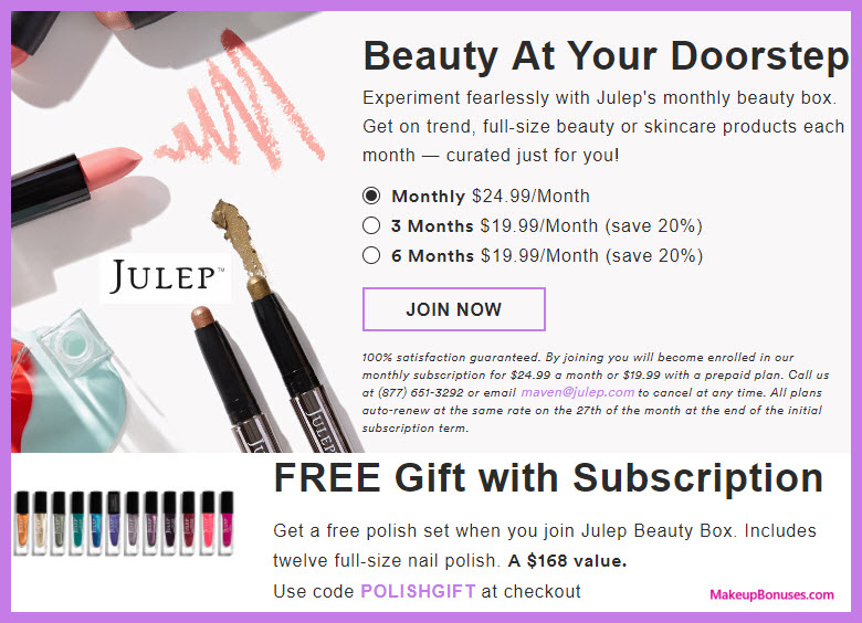 Receive a free 12-pc gift with your Julep Maven subscription purchase