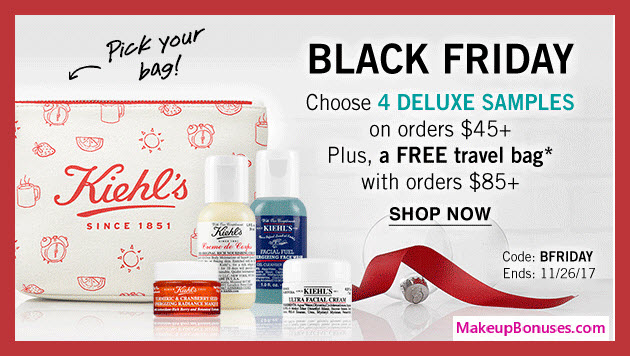 Receive a free 4-pc gift with your $45 Kiehl's purchase