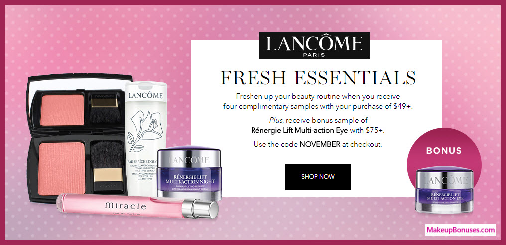 Receive a free 4-pc gift with your $49 Lancôme purchase