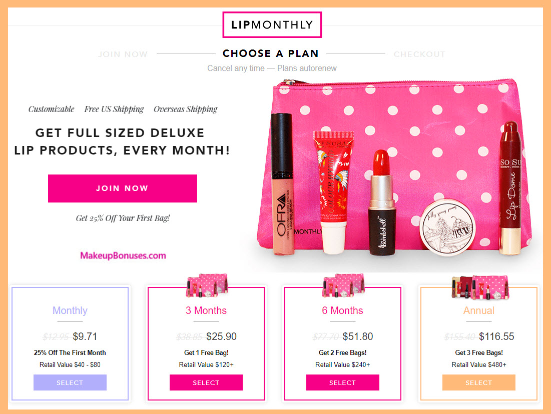 Lip Monthly - MakeupBonuses.com