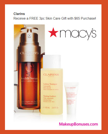 Receive a free 3-pc gift with your $65 Clarins purchase
