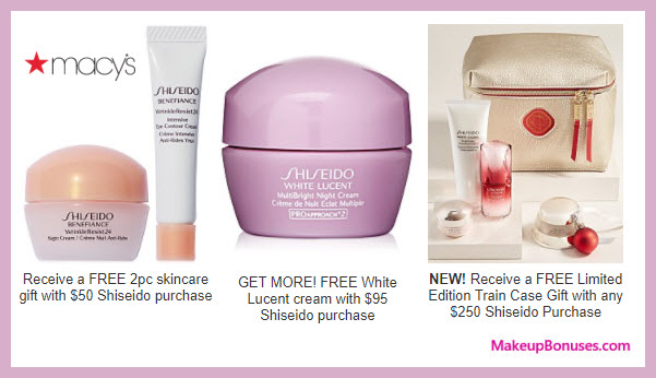 Receive a free 3-pc gift with your $95 Shiseido purchase