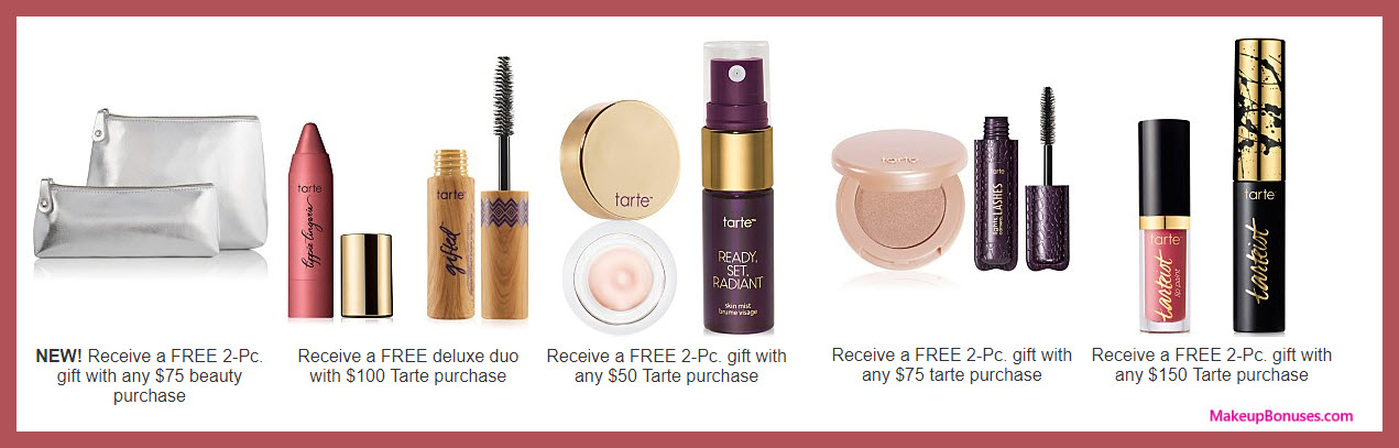 Receive a free 4-pc gift with your $75 Tarte purchase