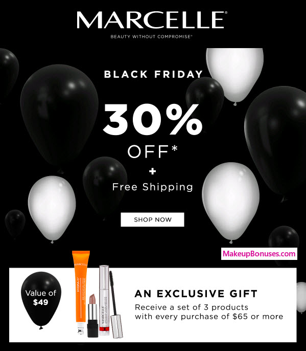 Receive a free 3-pc gift with your $65 Marcelle purchase