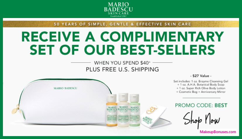Receive a free 5-pc gift with your $40 Mario Badescu purchase