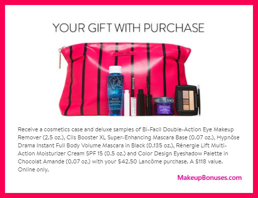 Receive a free 6-pc gift with your $42.5 Lancôme purchase