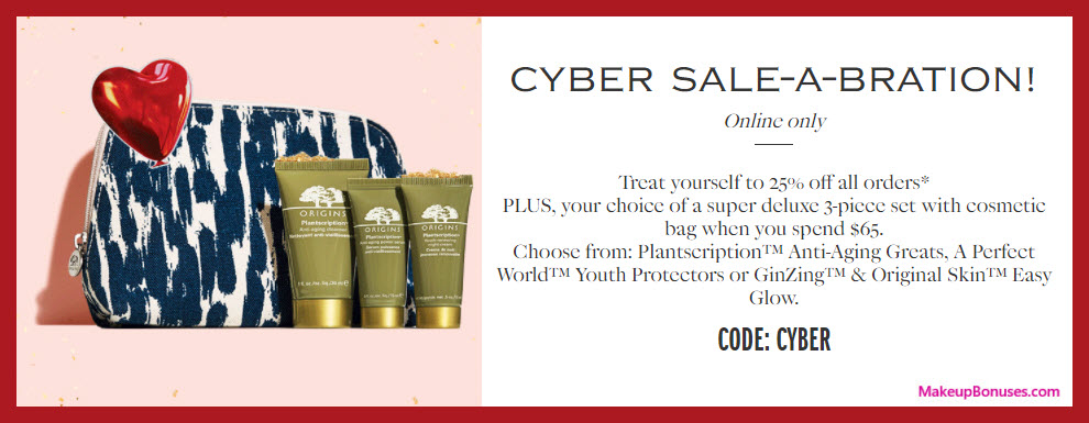 Receive your choice of 4-pc gift with your $65 Origins purchase
