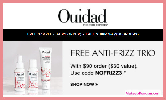 Receive a free 3-pc gift with your $90 Ouidad purchase