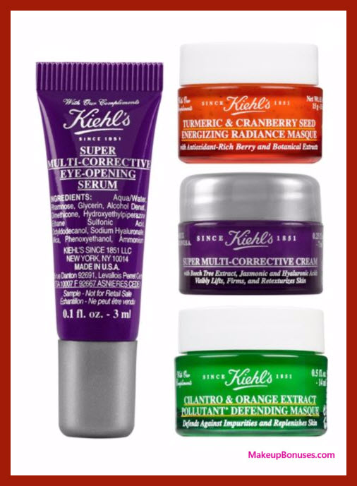 Receive a free 4-pc gift with your $85 Kiehl's purchase