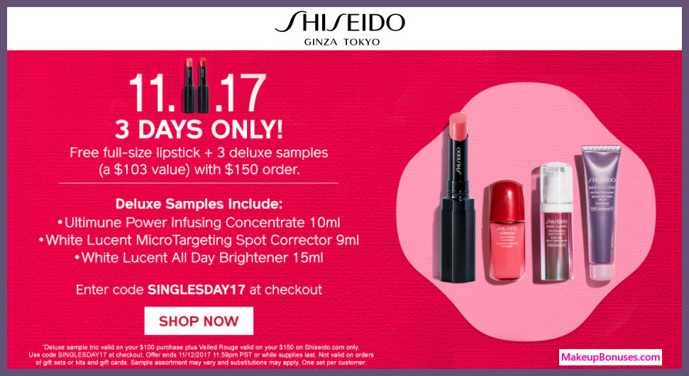 Receive a free 4-pc gift with your $150 Shiseido purchase