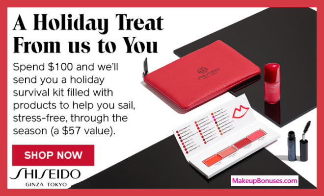 Receive a free 4-pc gift with your $100 Shiseido purchase
