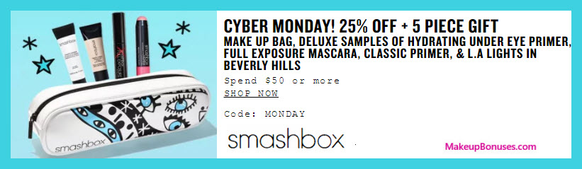 Receive a free 5-pc gift with your $50 Smashbox purchase