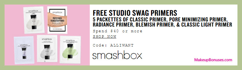 Receive a free 5-pc gift with your $40 Smashbox purchase