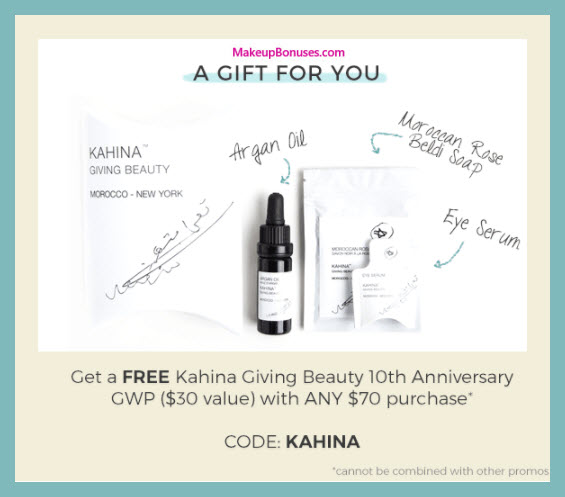 Receive a free 3-pc gift with your $70 Kahina Giving Beauty purchase