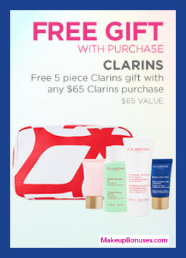 Receive a free 5-pc gift with your $65 Clarins purchase