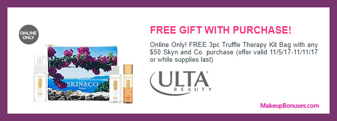 Receive a free 3-pc gift with your $50 Skin and Co Roma purchase