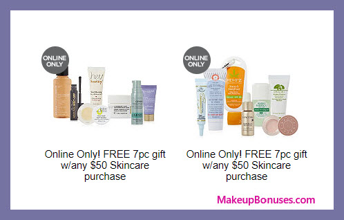 Receive a free 7-pc gift with your $50 skincare purchase