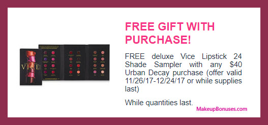 Receive a free 24-pc gift with your $40 Urban Decay purchase