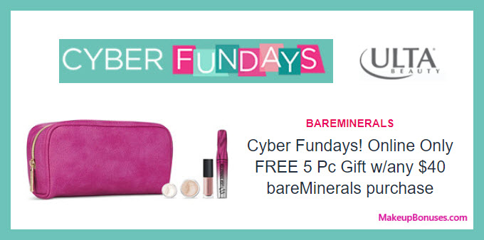 Receive a free 5-pc gift with your $40 bareMinerals purchase