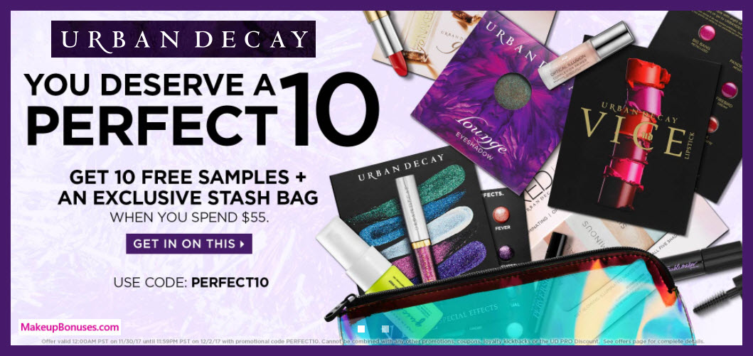Receive a free 11-pc gift with your $55 Urban Decay purchase