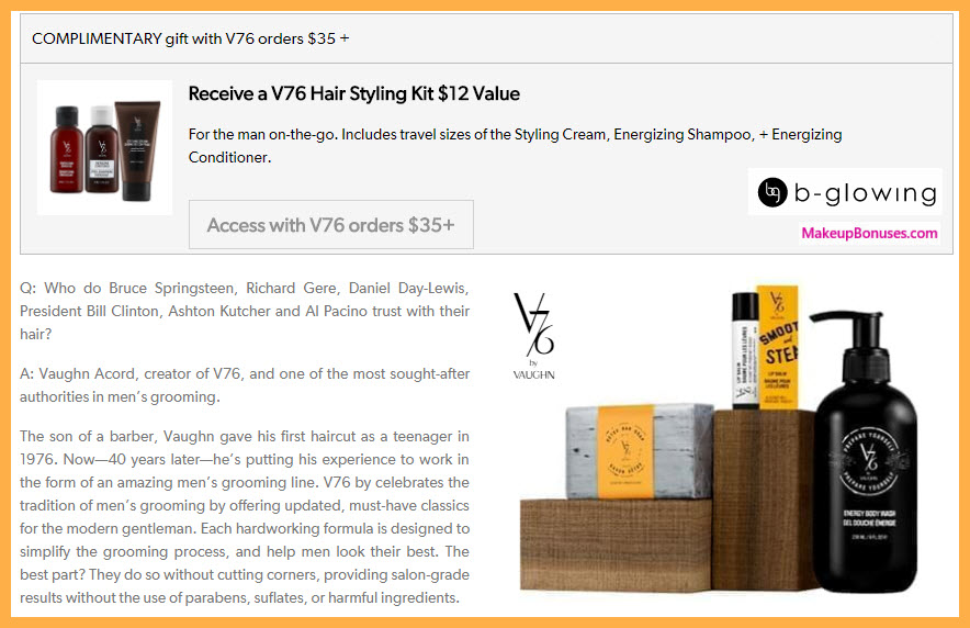 Receive a free 3-pc gift with your $35 V76 purchase