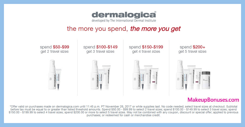 Receive your choice of 5-pc gift with your $200 Dermalogica purchase
