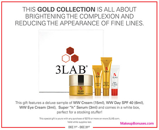 Receive a free 4-pc gift with your $275 3LAB purchase