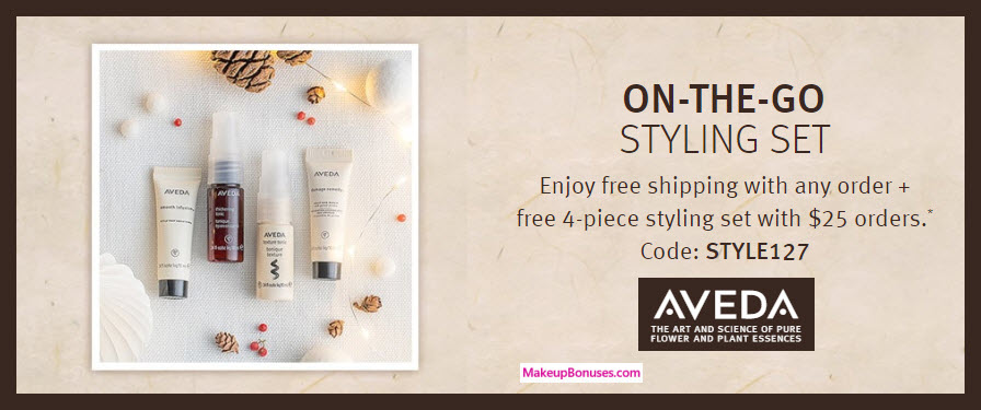 Receive a free 4-pc gift with $25 Aveda purchase