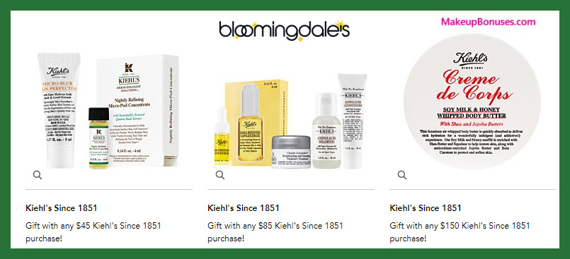 Receive a free 6-pc gift with your $85 Kiehl's purchase