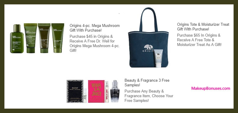 Receive a free 4-pc gift with your $45 Origins purchase