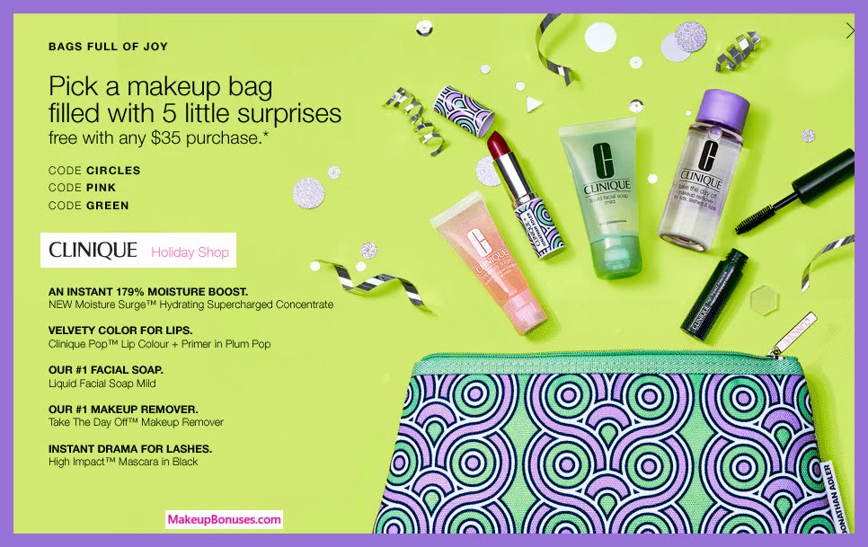 Receive your choice of 6-pc gift with your $35 Clinique purchase