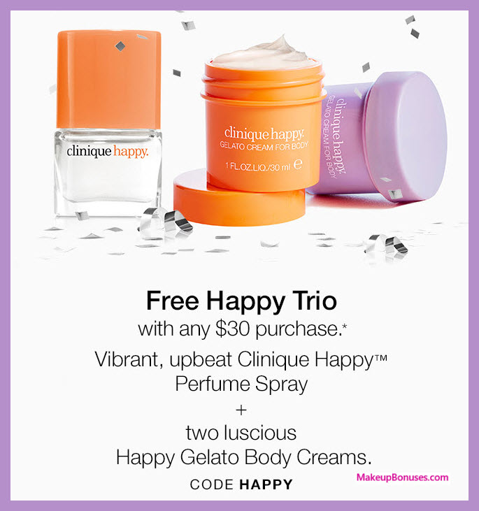 Receive a free 3-pc gift with your $30 Clinique purchase