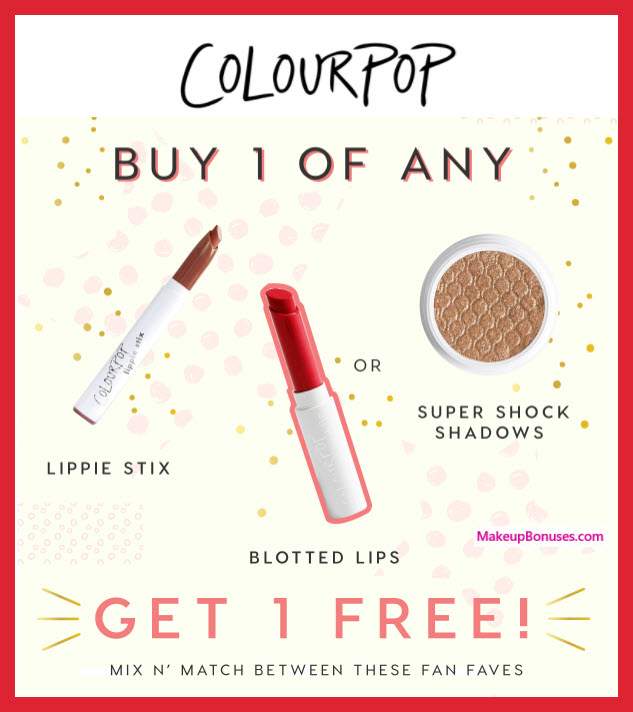 Receive your choice of 5-pc gift with 1-5 Lippie Stix, Blotted Lips, or Super Shock Shadows purchase