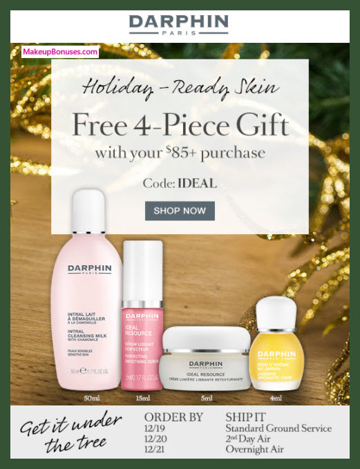 Receive a free 4-pc gift with your $85 Darphin purchase