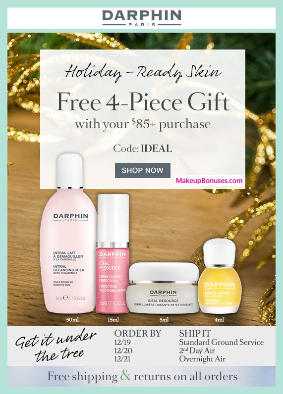 Receive a free 4-pc gift with your $85 Darphin purchase