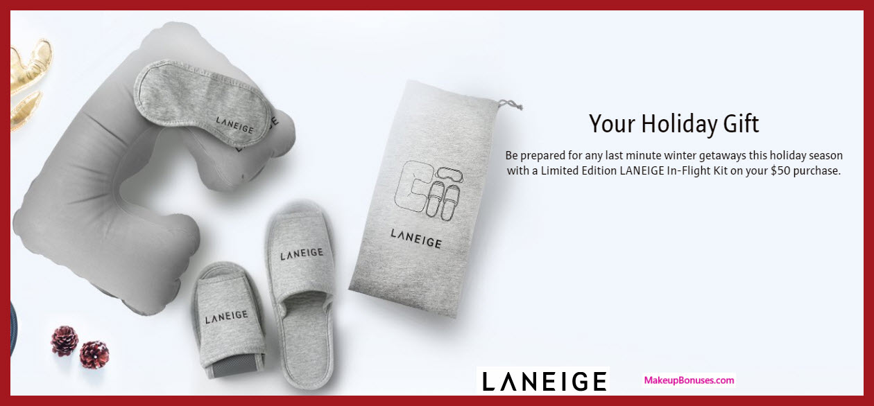 LANEIGE 4piece Free Bonus Gift with Purchase at LANEIGE Makeup Bonuses