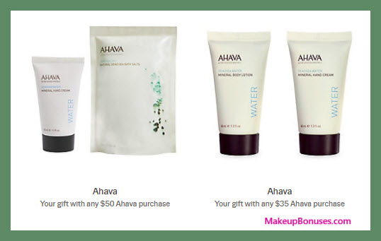 Receive a free 4-pc gift with your $50 AHAVA purchase