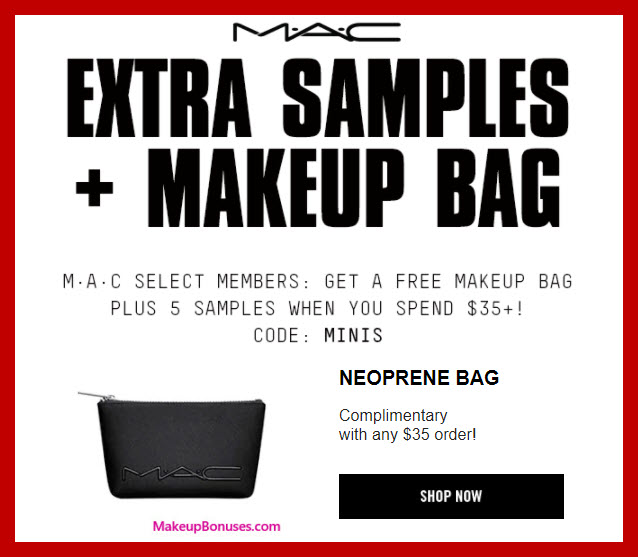 Receive a free 6-pc gift with your $35 MAC Cosmetics purchase