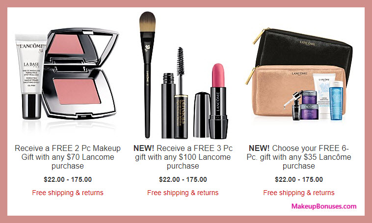 Receive a free 6-pc gift with your $35 Lancôme purchase
