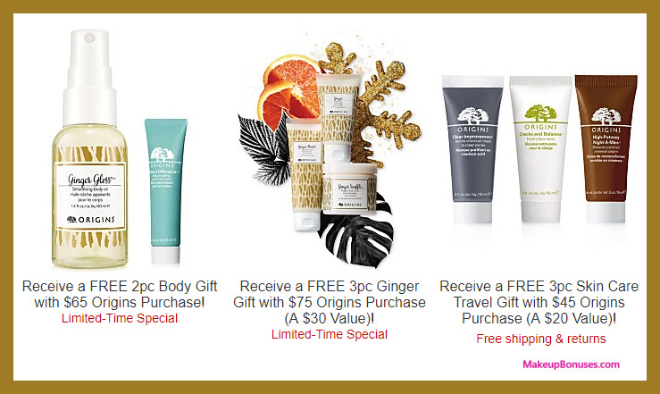 Receive a free 3-pc gift with your $45 Origins purchase