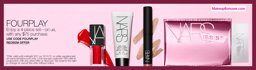 Receive a free 4-pc gift with your $75 NARS purchase